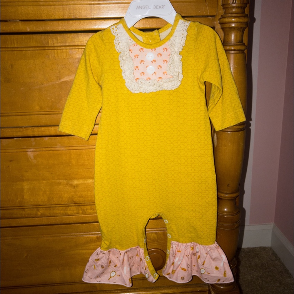 Ricrac and Ruffles Romper 3/6M EUC